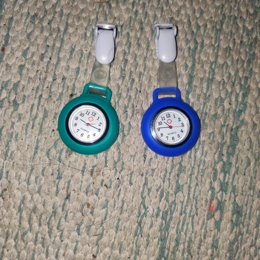 Green and blue nurses lapel watches